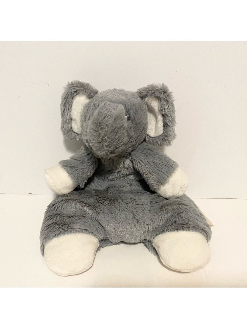 Blankets & Beyond Elephant Lovey Flat Soft Plush Stuffed Animal Toy 10” Gray